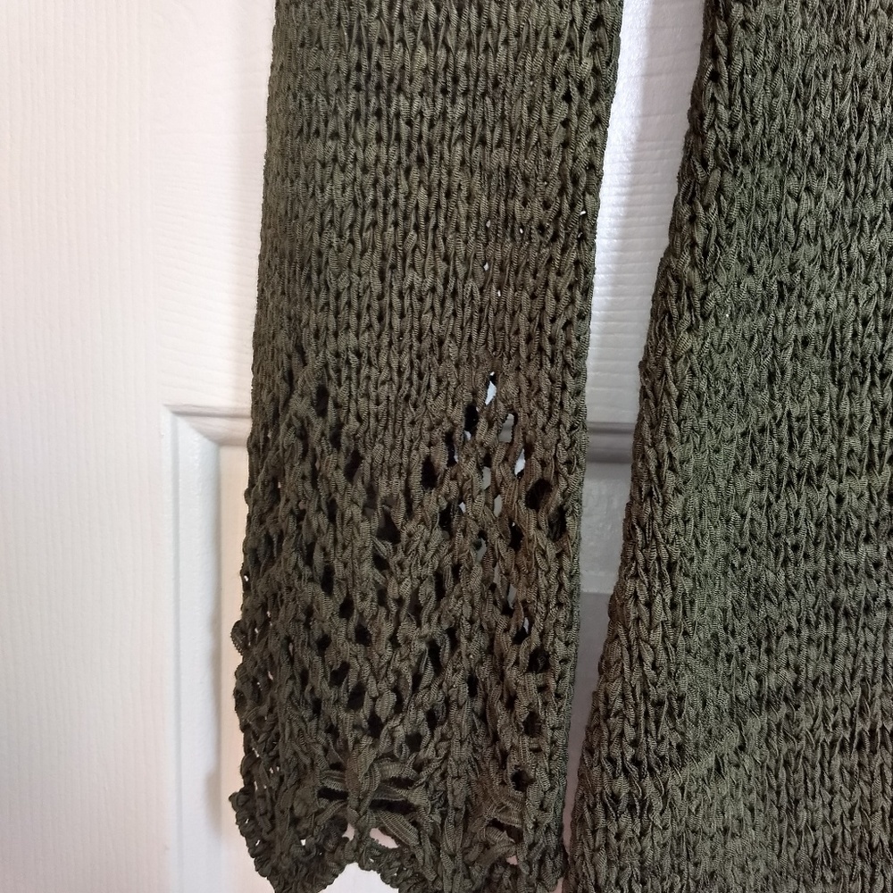 BCBG MAX AZRIA Long Olive Green Hooded Sweater L - Picture 4 of 6